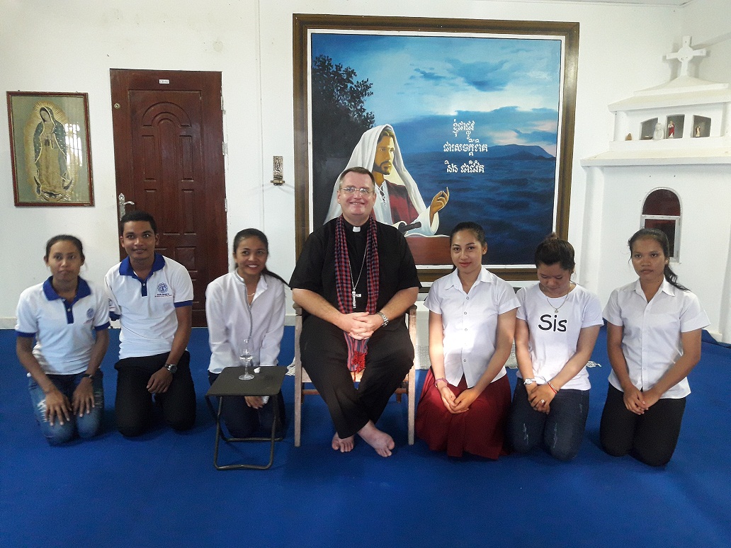 Bishop Olivier with the Don Bosco Kep Catholics May 23 2017.jpg